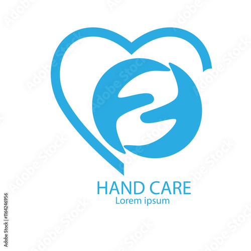 A hand care logo with a sky blue color theme conveys cleanliness, care, and trustworthiness, creating a calming and approachable image for brands focused on hygiene, skincare, or wellness. photo