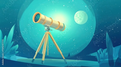 A colorful telescope set against a starry night sky, capturing the wonder of astronomy and exploration.