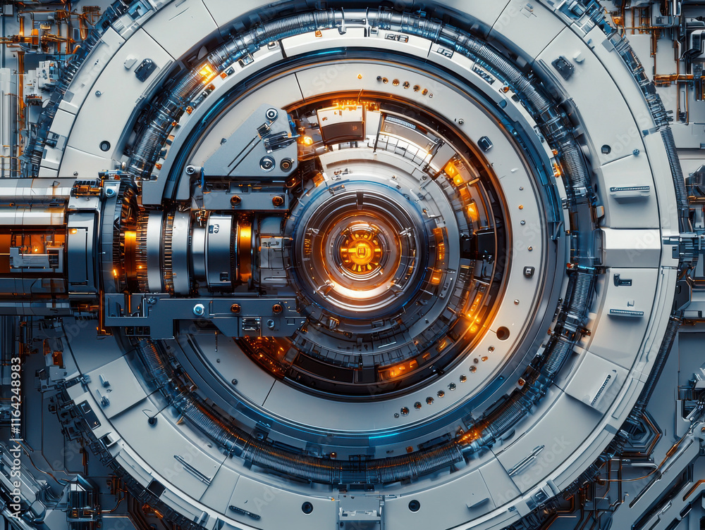 Obraz premium Futuristic Mechanical Core with Lights.