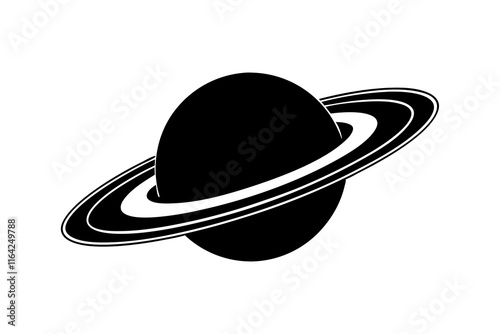Saturn and its rings vector silhouette