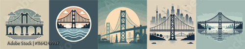 Vector collection of symbols of a bridge