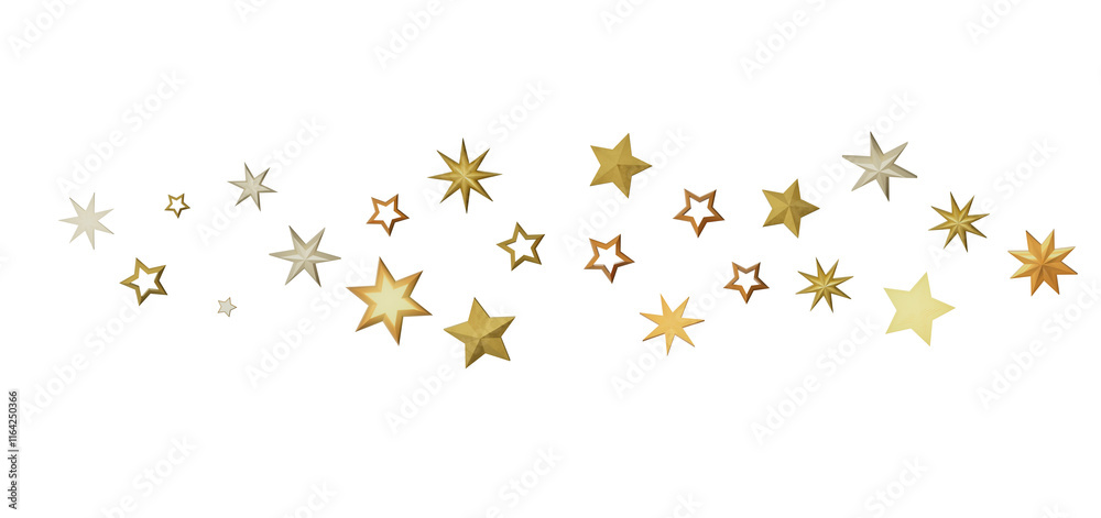 A collection of golden stars scattered on a black background.