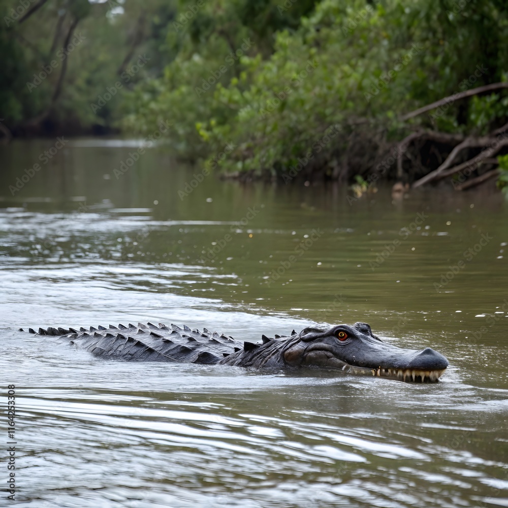 Fototapeta premium crocodile in the water