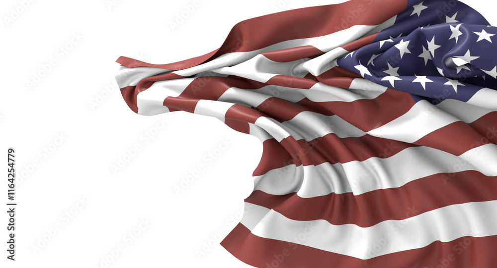 Obraz premium Waving American Flag Isolated on White Background
