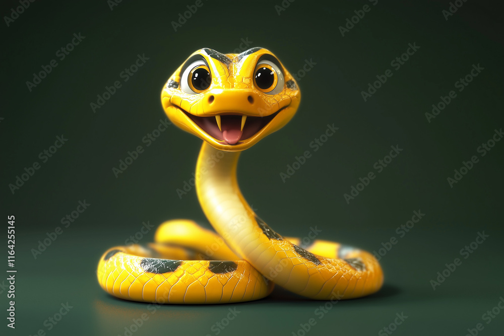Fototapeta premium 3D snake cartoon style isolated