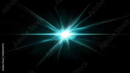 Energetic Portrayal of Light Speed with Sweeping Beams and a Luminous Star in a Stark Black Background