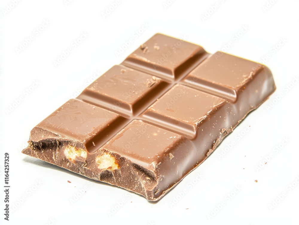 A partially broken chocolate bar revealing a creamy filling, showcasing a rich, smooth texture and appealing design. A partially broken chocolate bar revealing a creamy filling, showcasing a rich, smooth texture and appealing design.