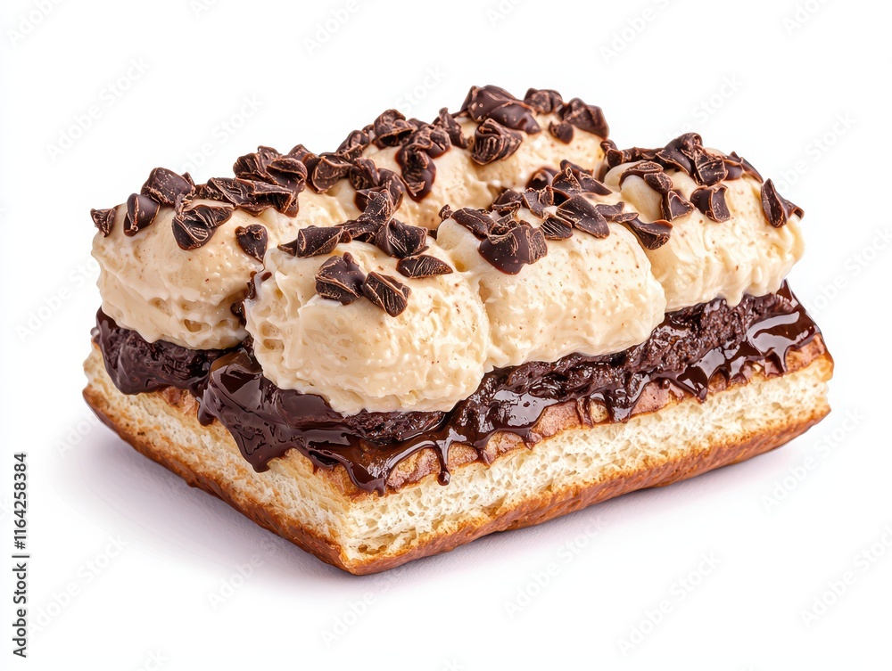 A delectable dessert featuring layers of chocolate and creamy frosting, topped with chocolate shavings on a fluffy base. A delectable dessert featuring layers of chocolate and creamy frosting, topped with chocolate shavings on a fluffy base.