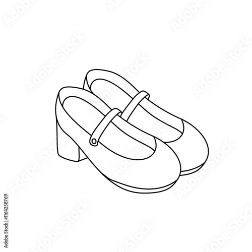 hand drawn illustration Aesthetic Mary Jane Shoes Stylish Feminine Lady