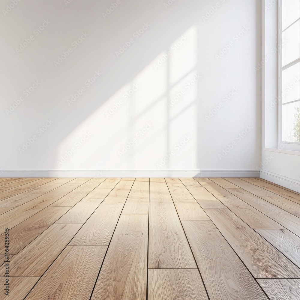 Bright and airy room with wooden floor and natural light streaming through a window. Bright and airy room with wooden floor and natural light streaming through a window.