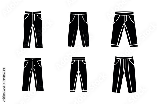 pant silhouette vector icon set