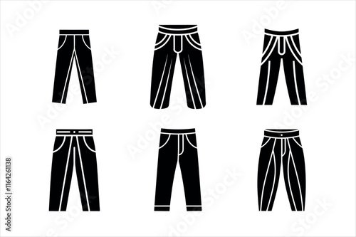 pant silhouette vector icon set