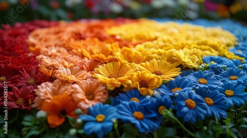 Vibrant floral arrangement showcasing a spectrum of colors in a creative display