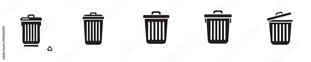 Vector collection of trash can symbols Vector collection of trash can symbols