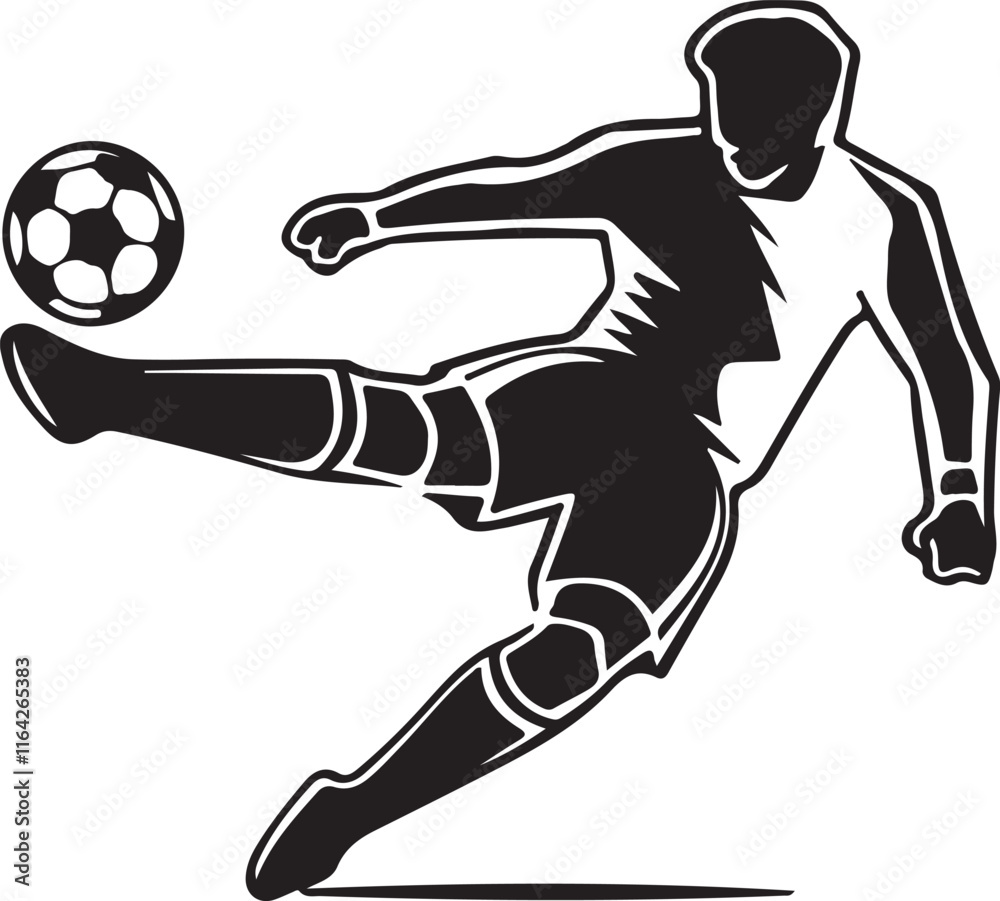 Naklejka premium Soccer icon silhouette vector with white background