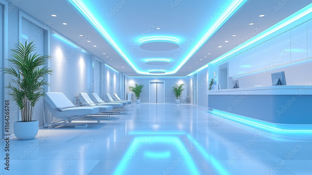 Modern Hospital Reception Area with Bright Design Elements Modern Hospital Reception Area with Bright Design Elements