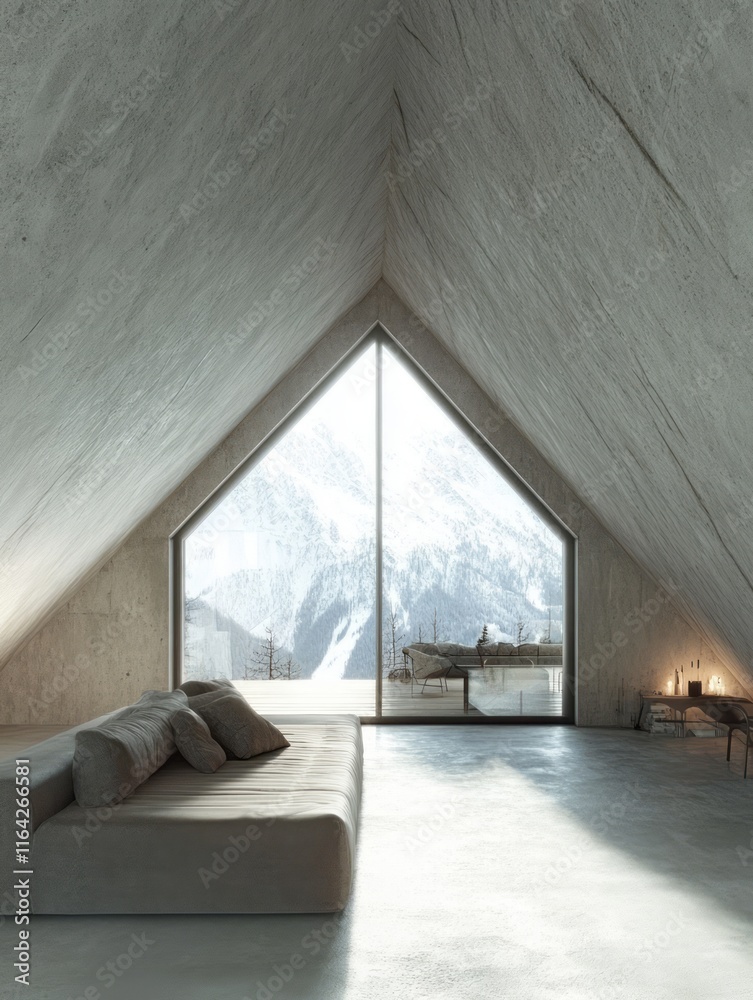 Fototapeta premium Minimalist Mountain View Loft Apartment Design
