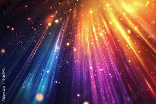 Colorful cosmic swirl with vibrant shades of orange pink and blue in a starry...