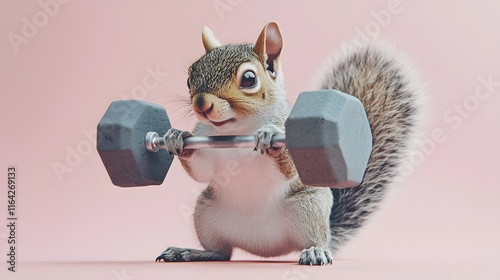 Mighty Squirrel: A Humorous Fitness Image photo