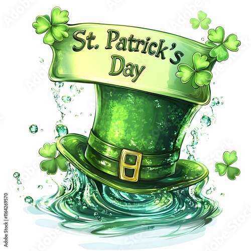Celebrate St Patrick's Day with a festive green hat and shamrock decorations