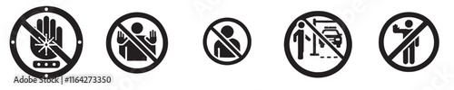 Vector collection of warning symbols people are prohibited from entering