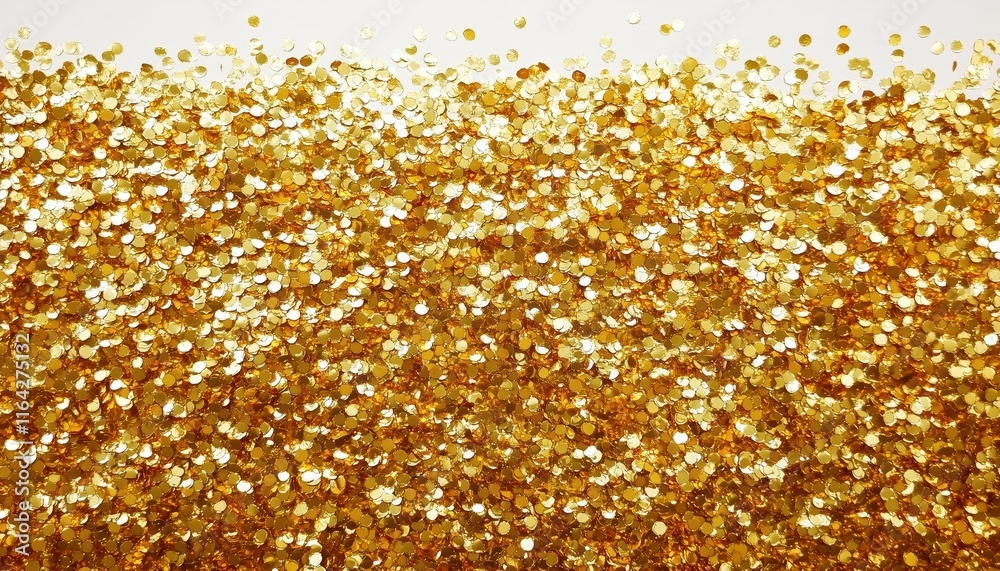 Gold Glitter On White: Amber Particles, Celebratory Golden Explosion Of Confetti Gold Glitter On White: Amber Particles, Celebratory Golden Explosion Of Confetti