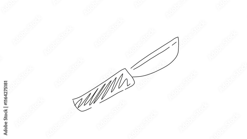hand-drawn knife animation on white background video hand-drawn knife animation on white background video