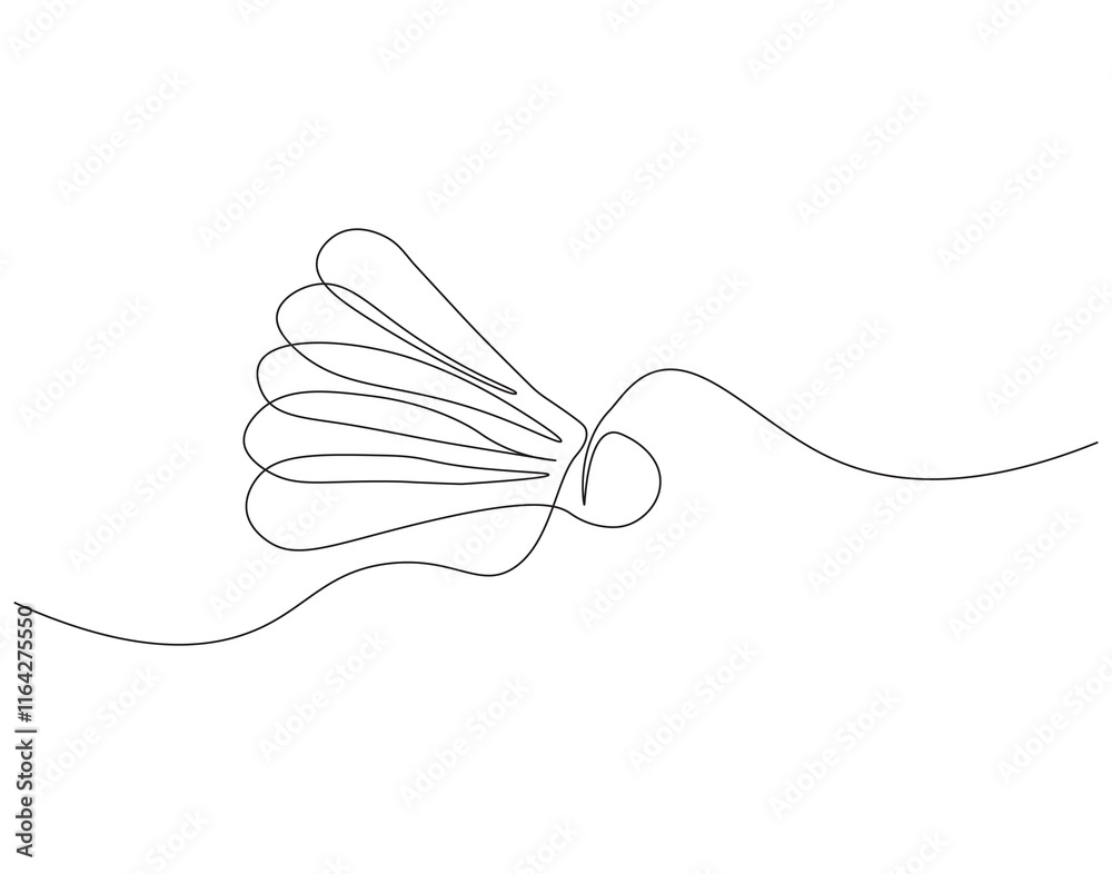 Obraz premium Continuous one line drawing of shuttlecock. One line drawing illustration of shuttlecock. Badminton sport equipment concept single line. Editable outline