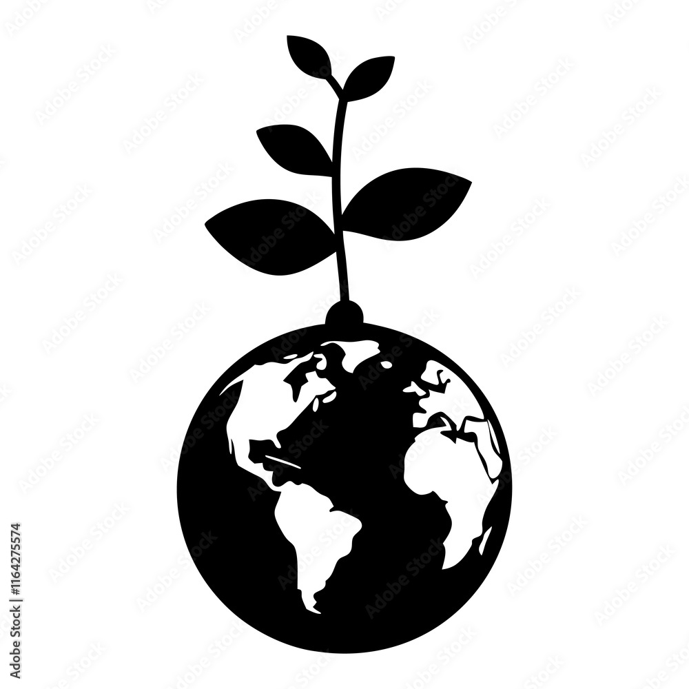 Growing Earth vector silhouette Growing Earth vector silhouette
