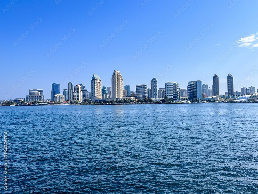 Fototapeta premium San Diego skyline with clear blue sky.