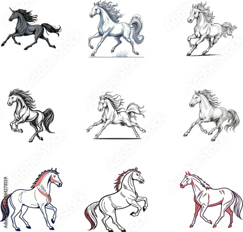 horse vector art and illustration