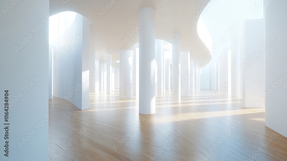 Sunlit Modern Architectural Interior: A Serene White Space Sunlit Modern Architectural Interior: A Serene White Space