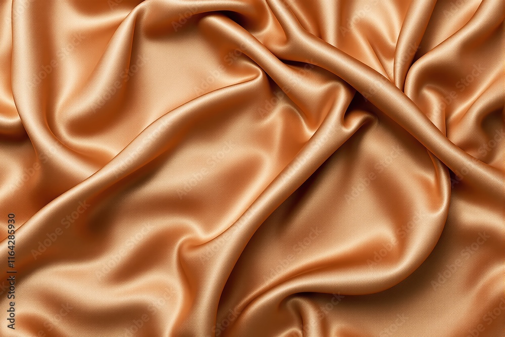 Close-up of smooth and folded golden satin fabric background with a soft sheen concept. Close-up of smooth and folded golden satin fabric background with a soft sheen concept.