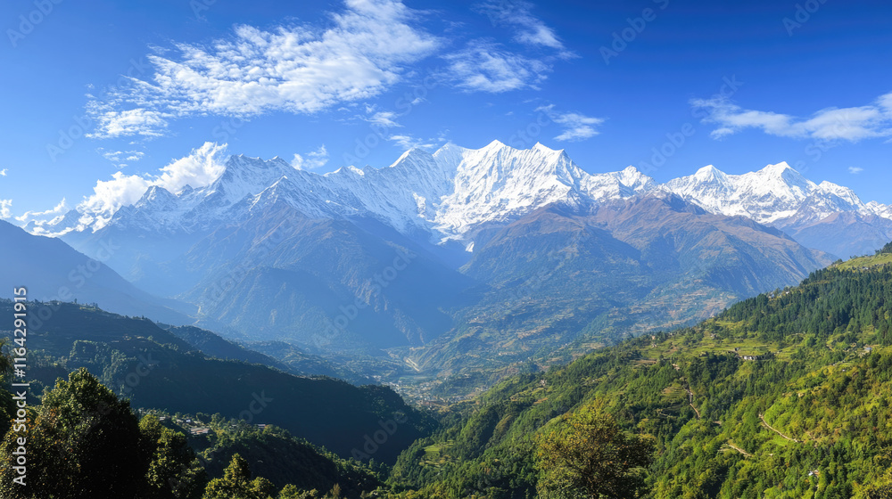 Fototapeta premium Majestic himalayan mountain range under clear blue sky