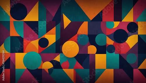 Abstract Geometric Shapes in Vibrant Retro Colors