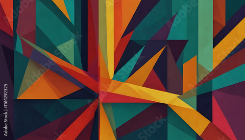 Abstract Geometric Shapes in Vibrant Retro Colors