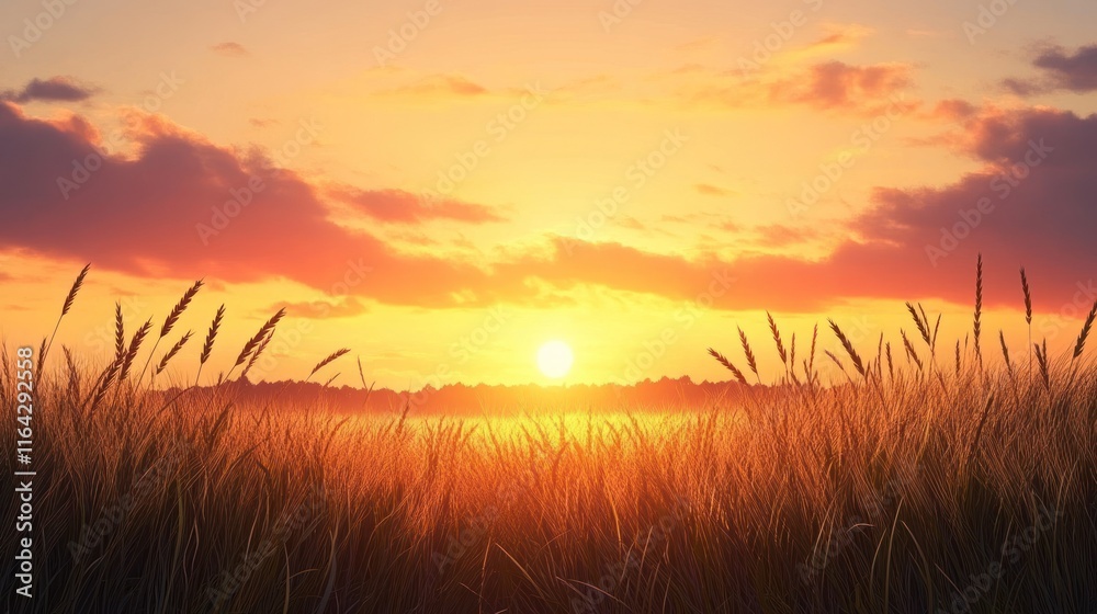 Golden sunset over a field of wheat. (1) Golden sunset over a field of wheat. (1)