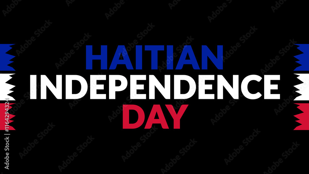Haitian Independence Day text with side lines on a black background. Which is observed every year in January to celebrate Haitian Independence Day. Haitian Independence Day text with side lines on a black background. Which is observed every year in January to celebrate Haitian Independence Day.