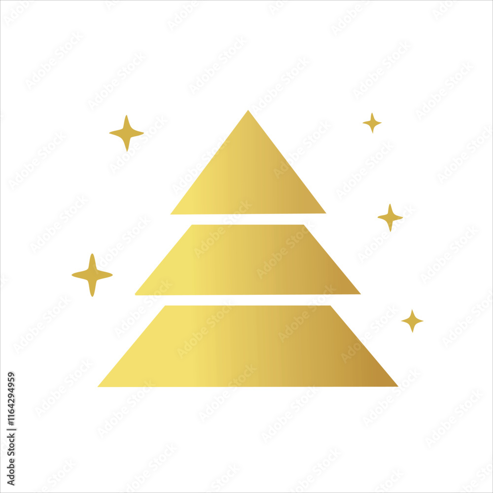 Fototapeta premium Golden minimalistic Christmas tree logo. Vector simple isolated illustration.