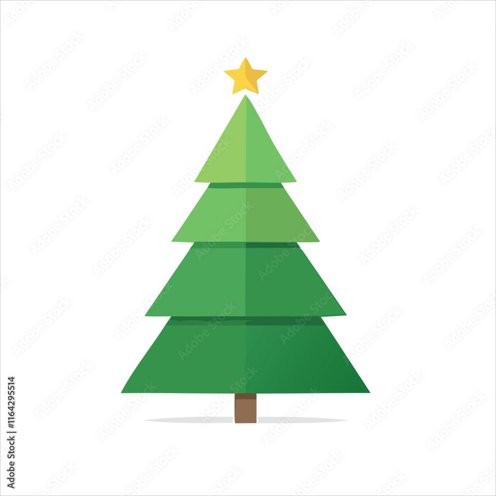 Fototapeta premium Green minimalistic Christmas tree logo. Vector simple isolated illustration.