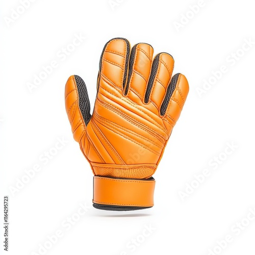 A vibrant orange goalkeeper glove designed for enhanced grip and protection on the field during soccer games.