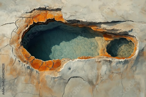 Natural hot spring with vibrant mineral deposits in a unique geological formation