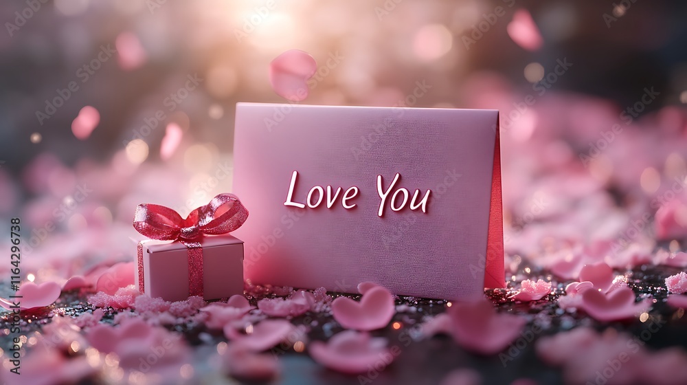 Romantic gift presentation valentine's day digital art indoor close-up