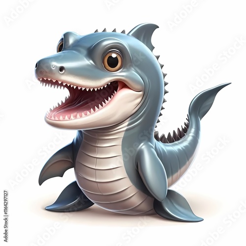 Deep sea frilled shark clipart design on pure white backdrop