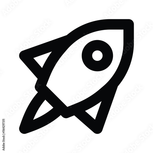 Rocket icon. Simple outline rocket signs. Rocket launched icon.