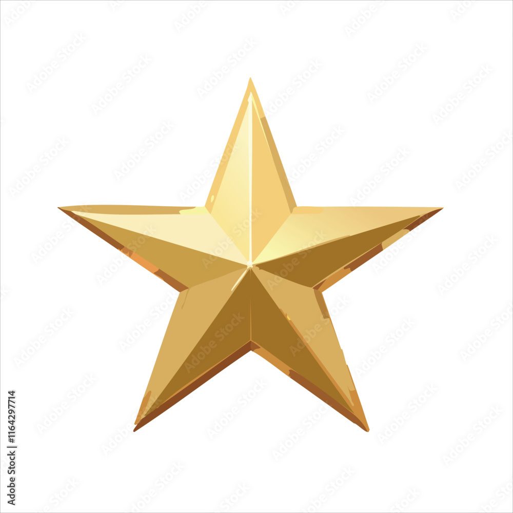Fototapeta premium Golden star minimalistic isolated vector illustration.