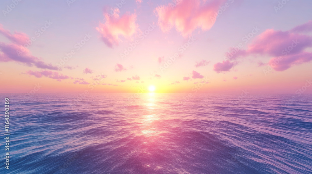 Fototapeta premium Serene ocean sunset with pink clouds and tranquil waves