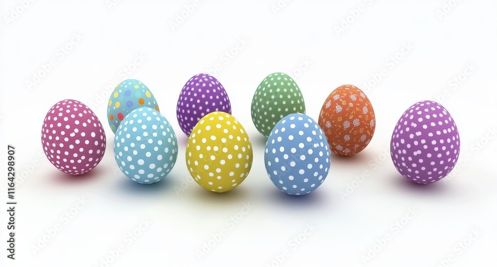 Colorful Easter Eggs with Polka Dots Arranged on a Soft Background Perfect for Spring Celebrations and Festive Decorations Highlighting Joy and Cheerfulness Colorful Easter Eggs with Polka Dots Arranged on a Soft Background Perfect for Spring Celebrations and Festive Decorations Highlighting Joy and Cheerfulness