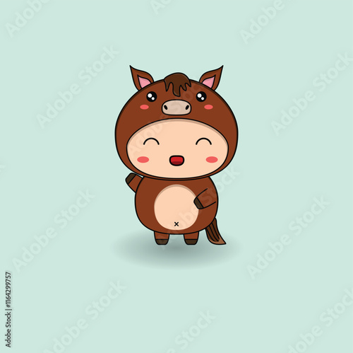 Cute flat cartoon horse. Vector illustration design. Eps 10.