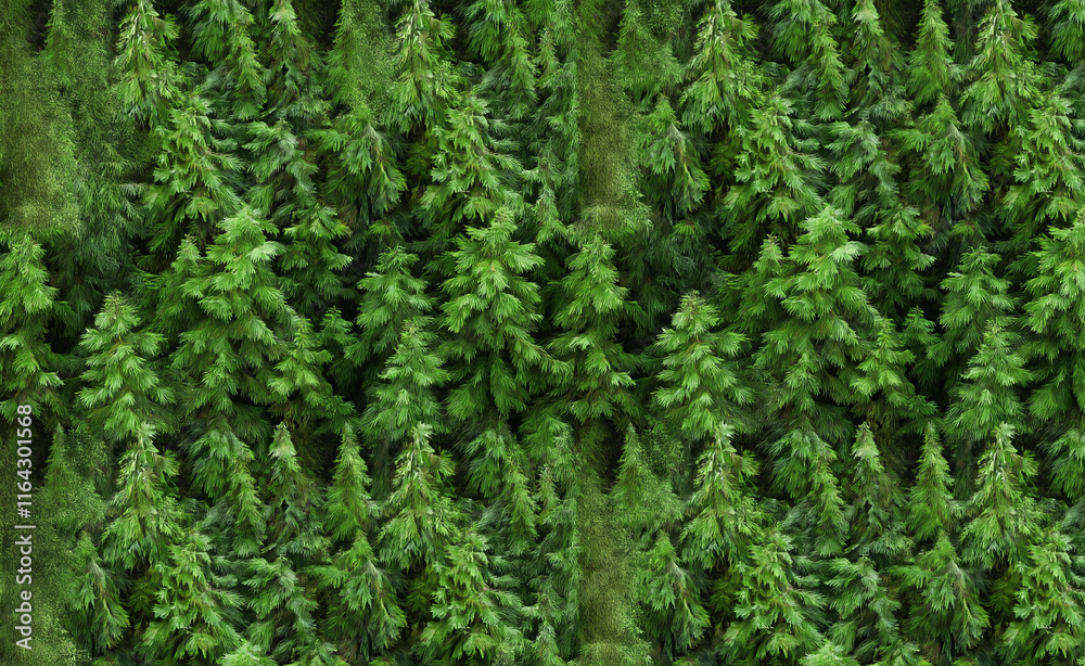 Aerial view of vibrant green shrubbery with symmetrical leaves forming a rich and dense pattern. Aerial view of vibrant green shrubbery with symmetrical leaves forming a rich and dense pattern.